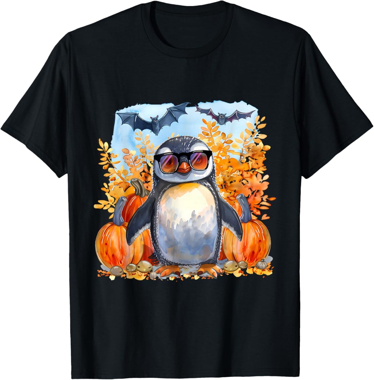 Cute Halloween Costume Penguin Bat Pumpkin Trick Or Treat T-Shirt - T-Shirt | Black