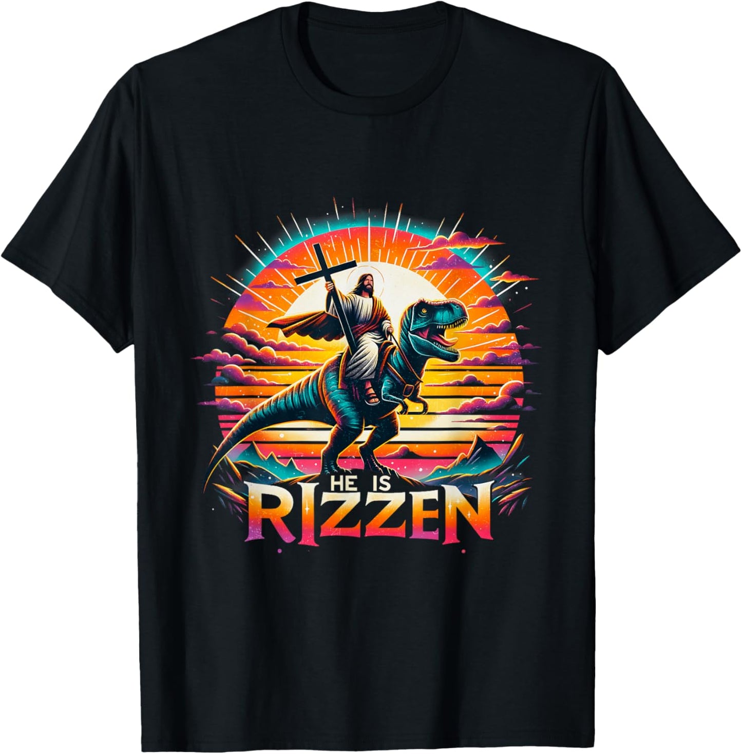 Jesus Has Rizzen He Is Rizzen Christian Jesus Is Rizzen Cool T-Shirt - T-Shirt | Black
