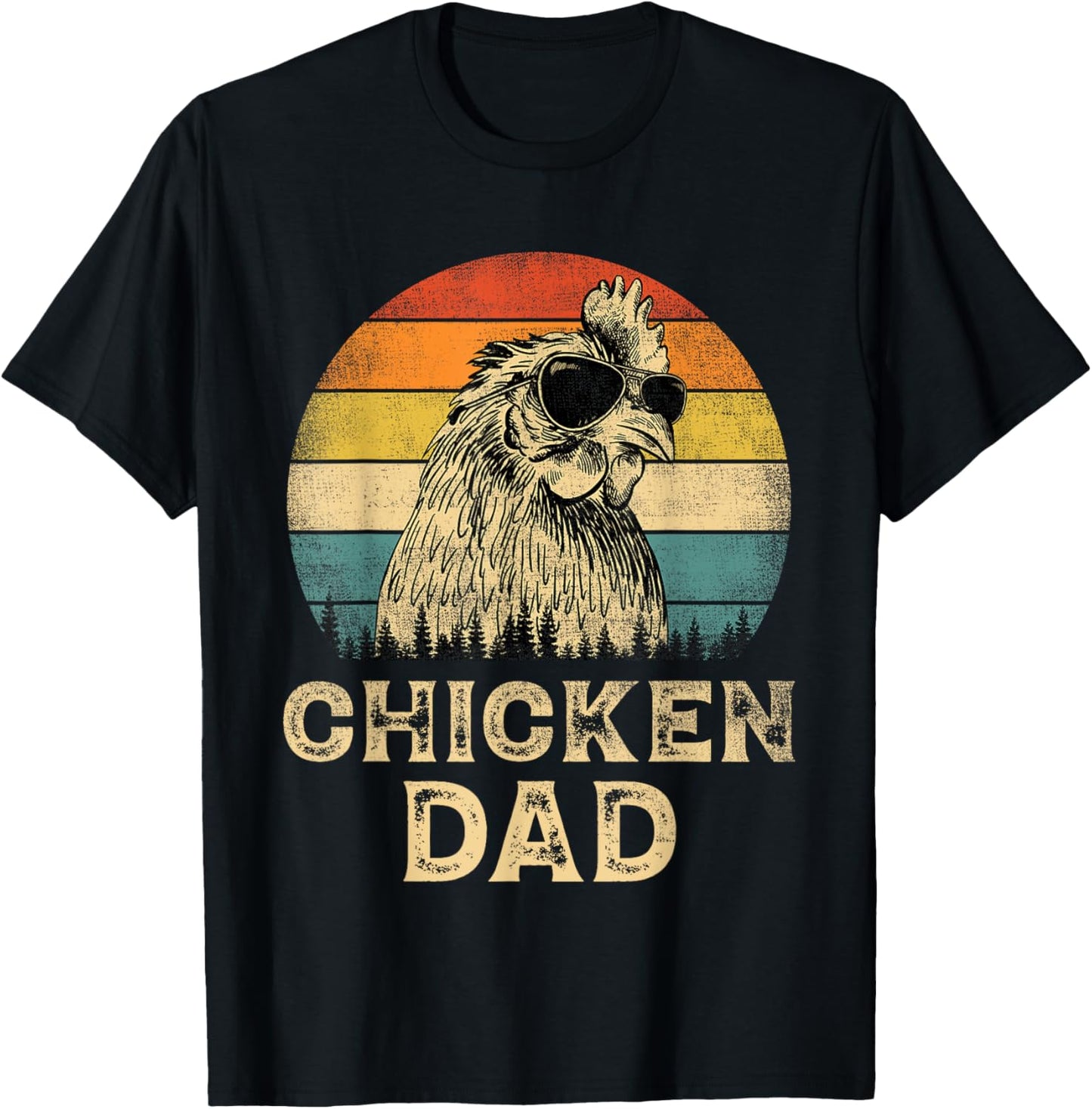 Vintage Chicken Dad Chicken Lovers Daddy Father's Day T-Shirt - T-Shirt | Black