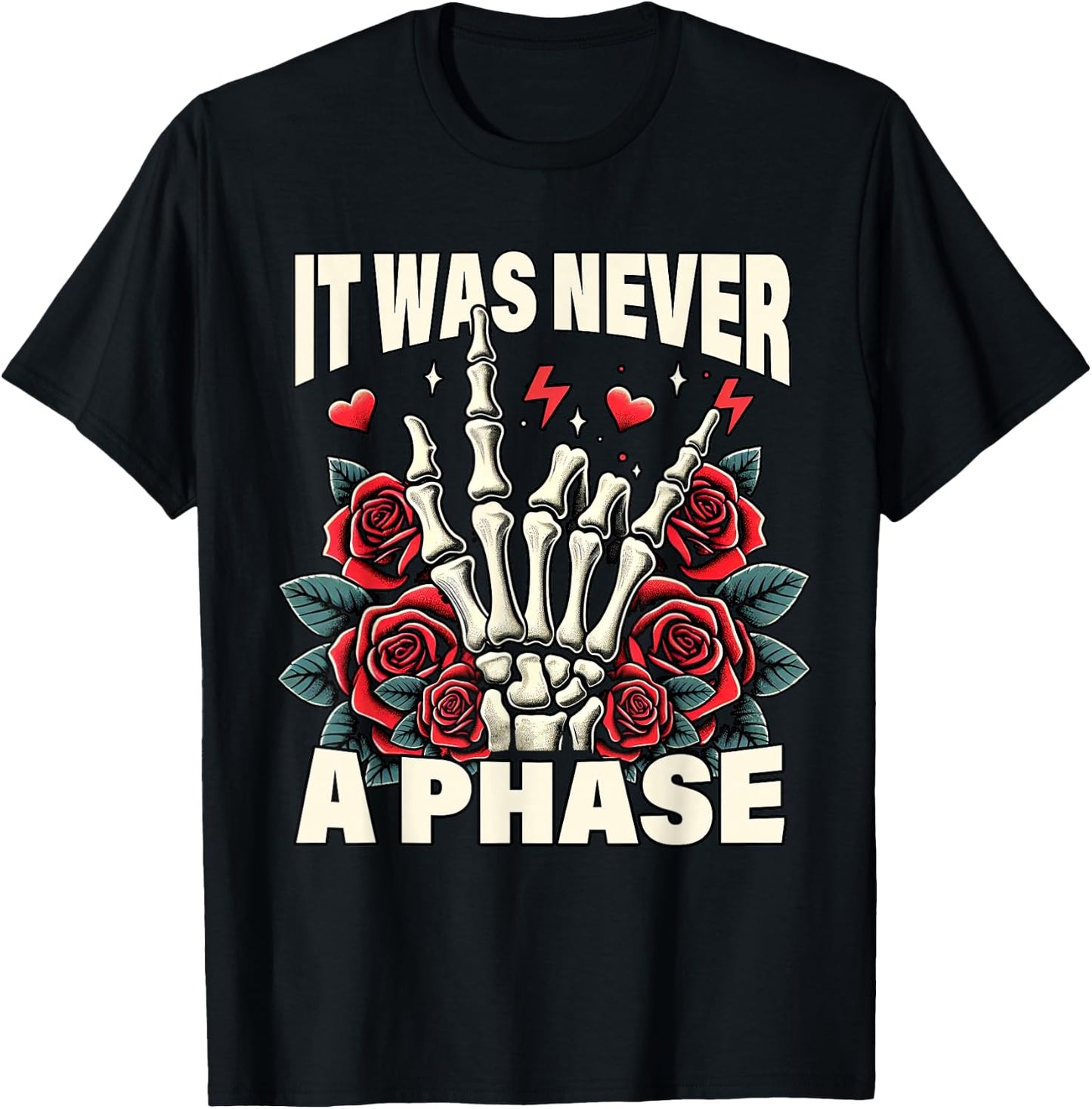 Elder Emo Pop Punk Spirit Music Lover It Was Never A Phase T-Shirt - T-Shirt | Black