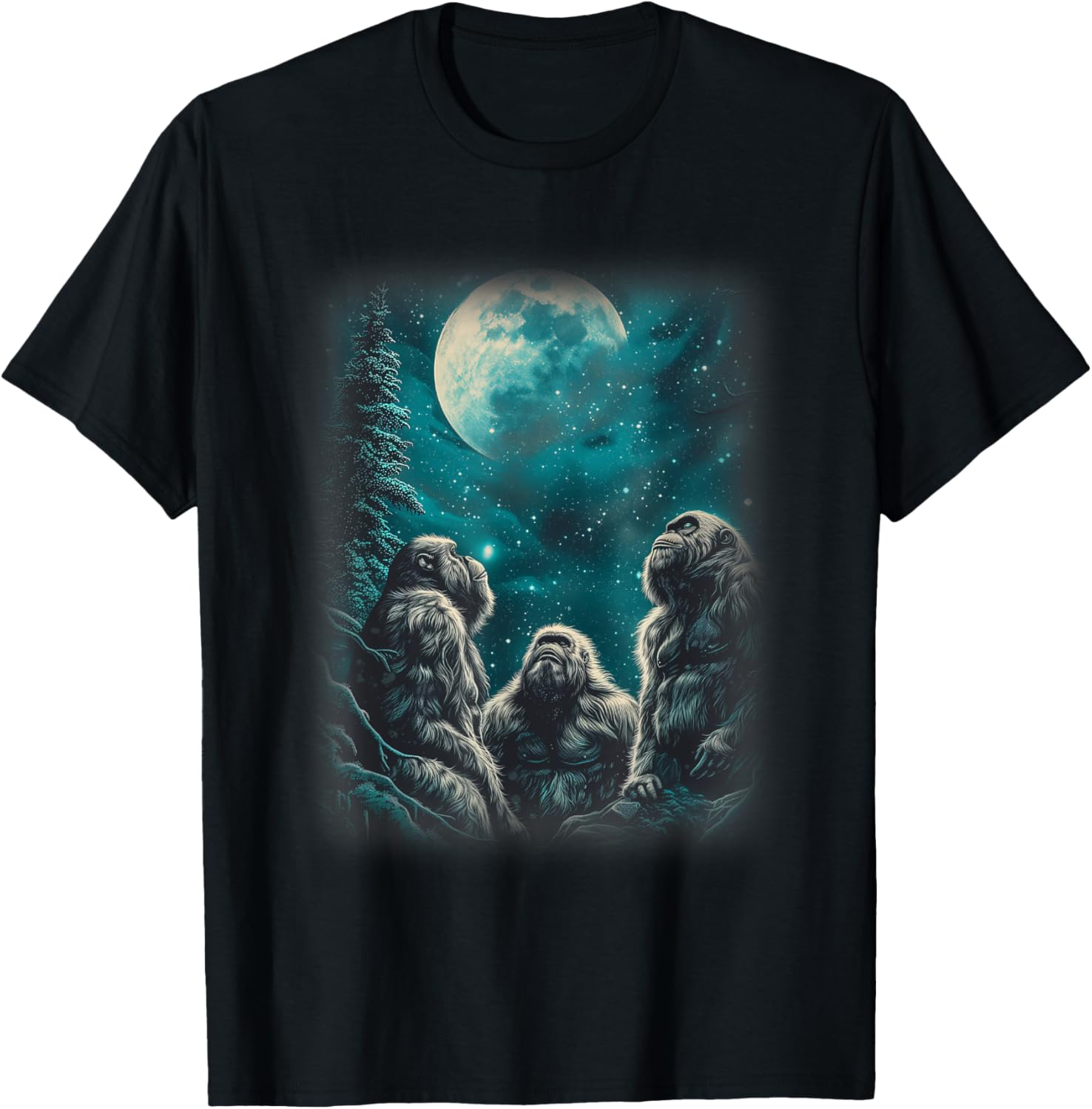 3 Moon Gorilla Shirt, Great Ape Cool Primate Animal Lover T-Shirt - T-Shirt | Black