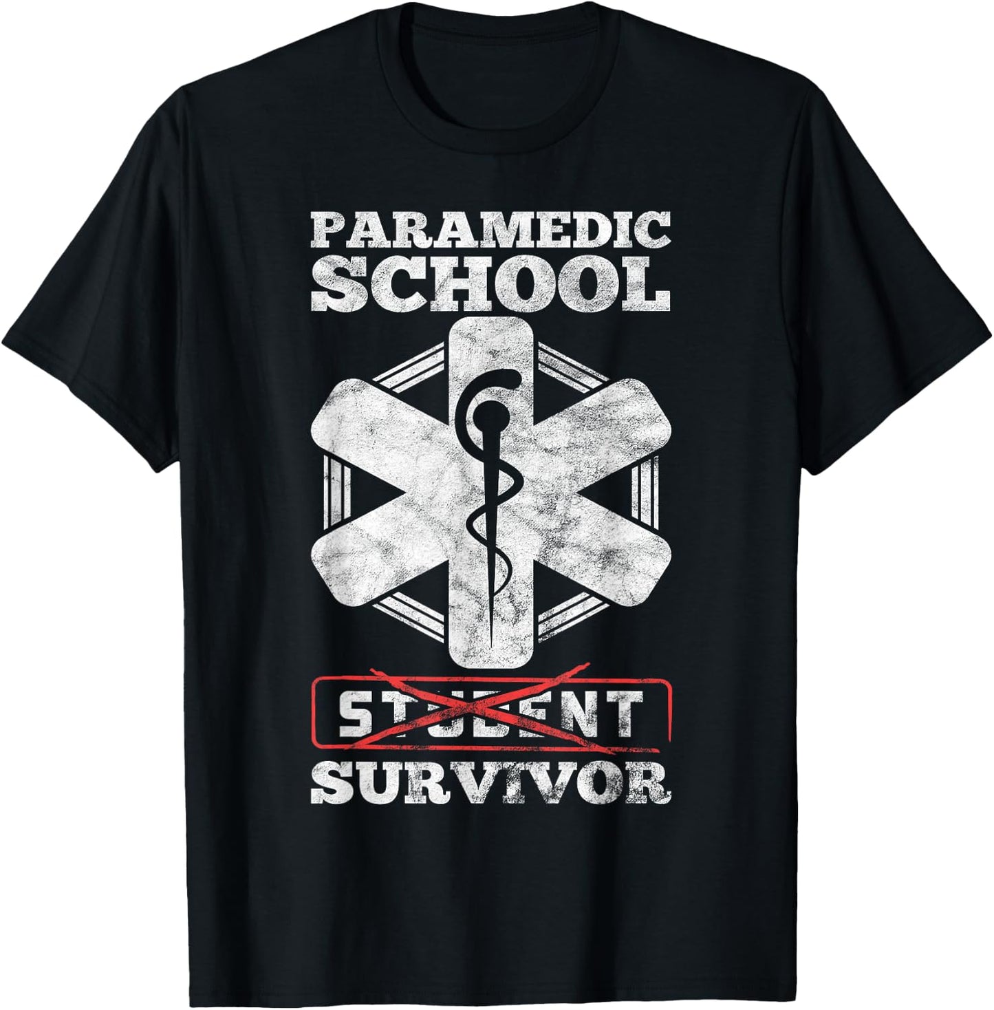 Paramedic School Survivor Funny EMS Student Graduation Gift T-Shirt - T-Shirt | Black