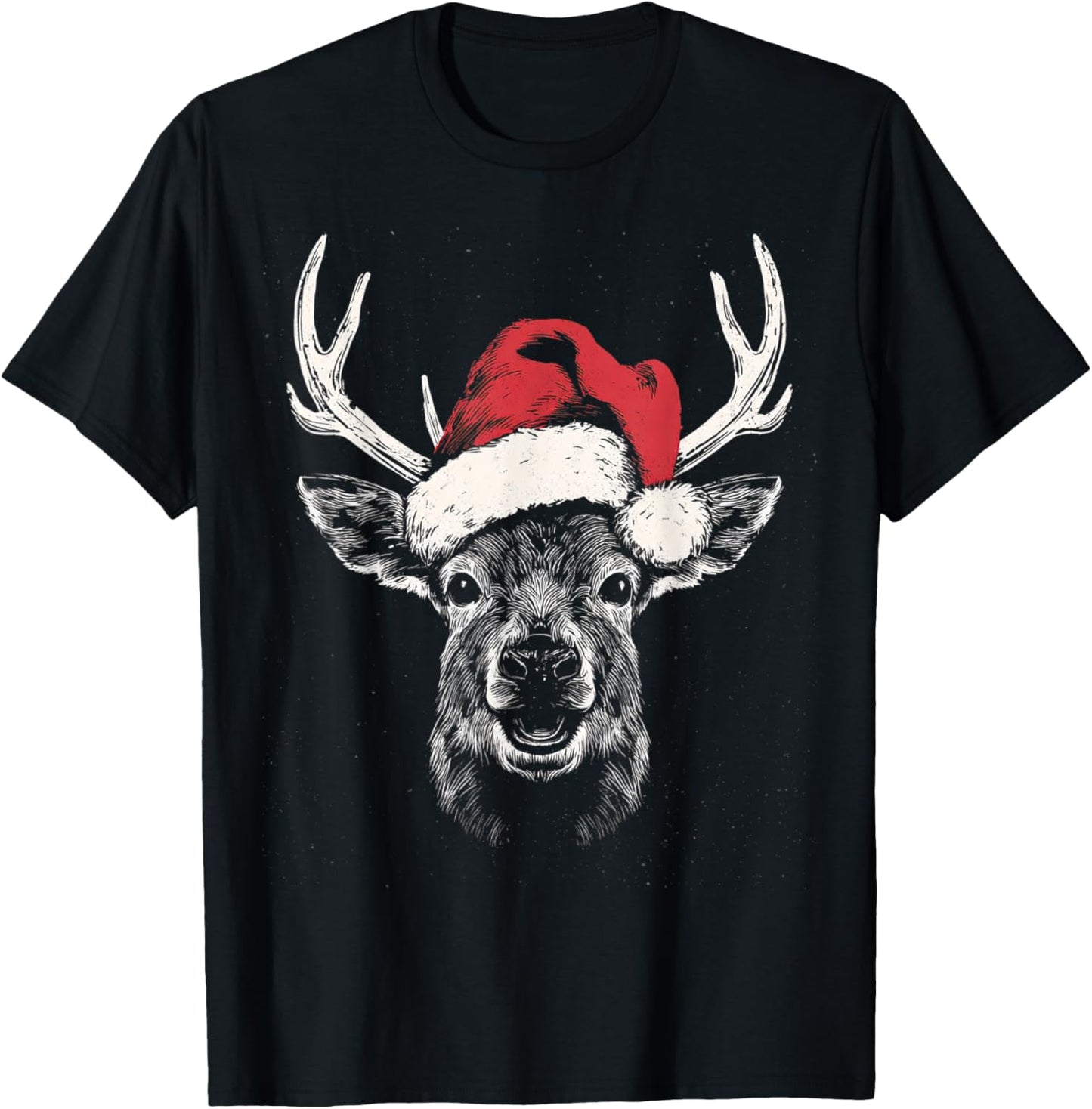 Reindeer Christmas Dark Brown T-Shirt - T-Shirt | Black
