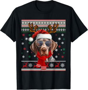 German Shorthaired Pointer Christmas Ugly Sweater Xmas Dog T-Shirt - T-Shirt | Black