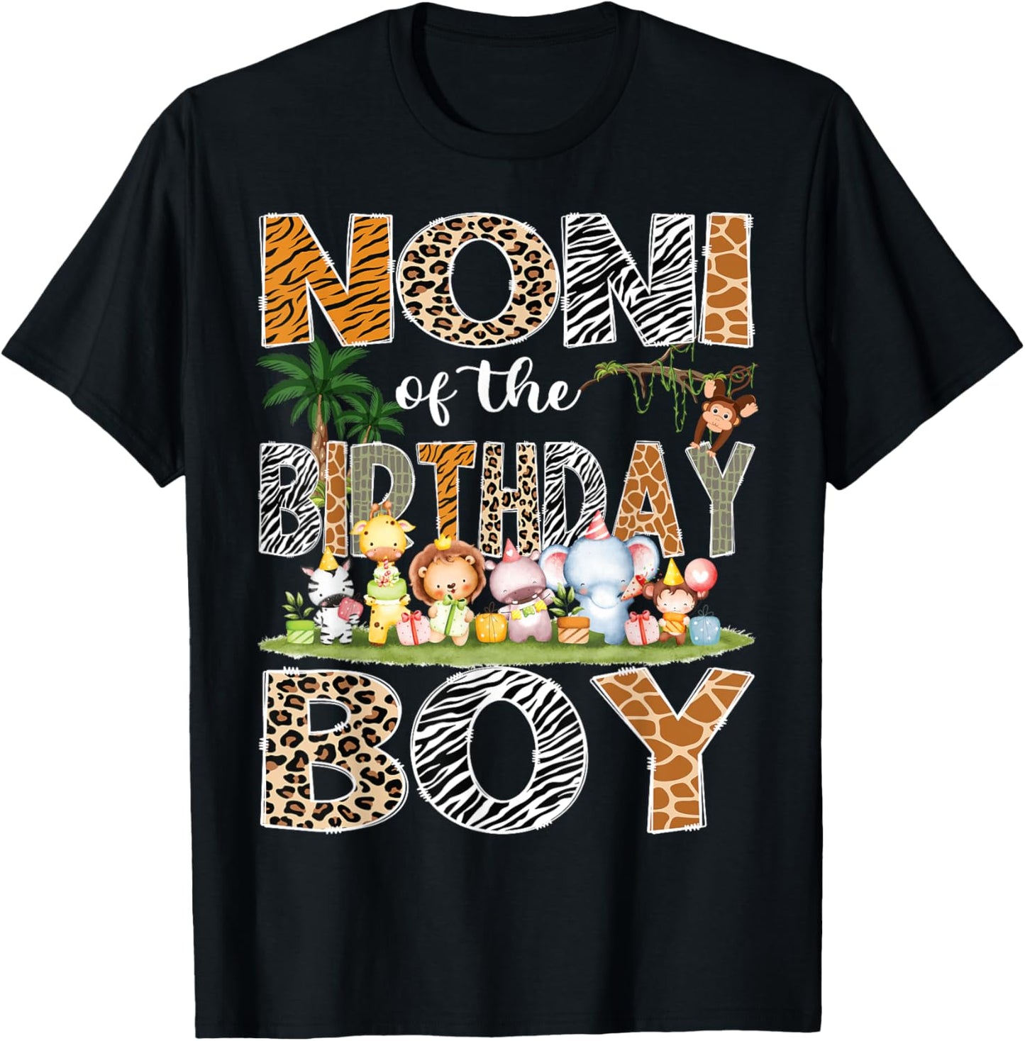 Noni Of The Birthday Boy Safari Jungle Animals Lover T-Shirt - T-Shirt | Black