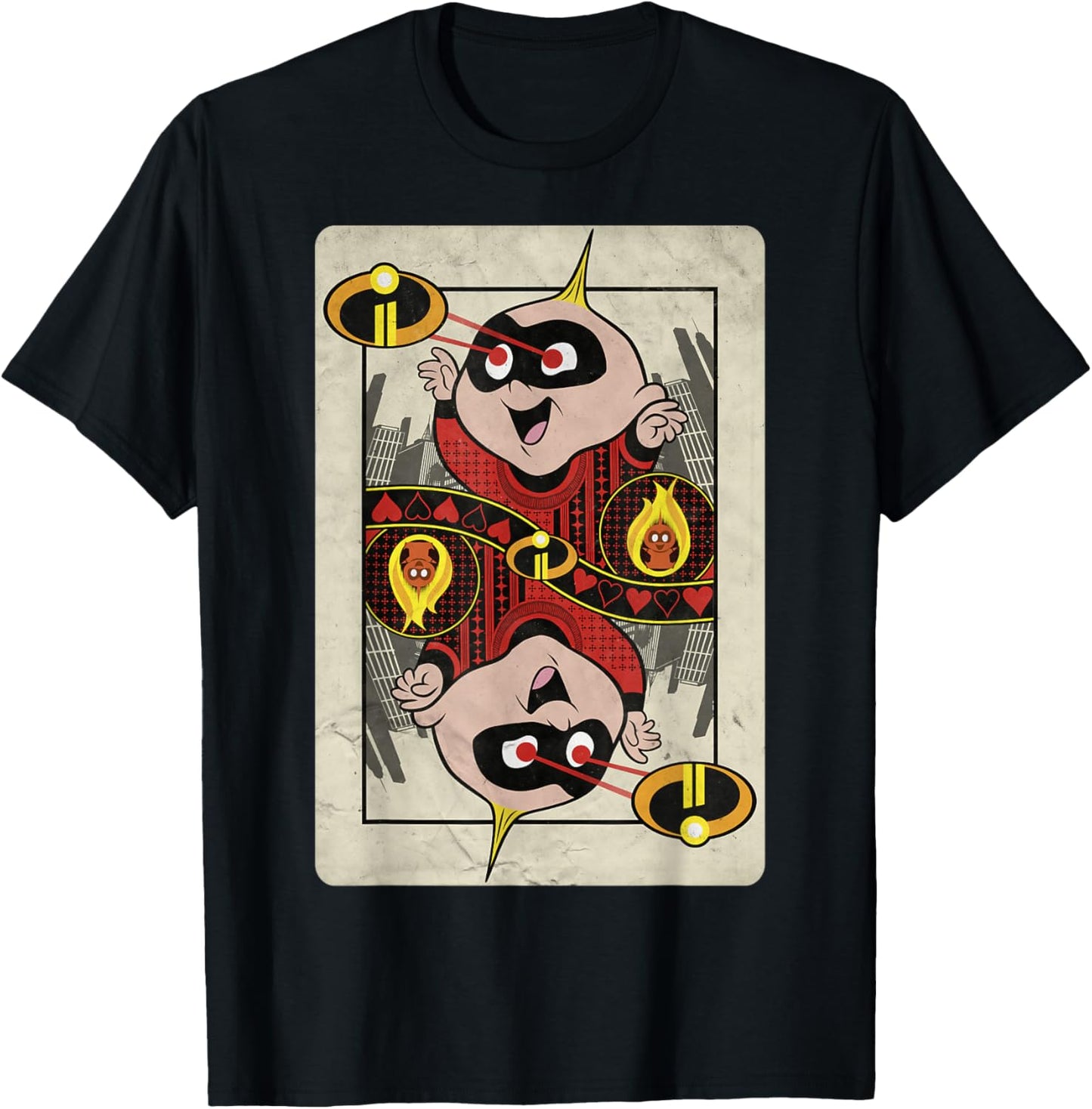Disney Pixar Incredibles 2 Jack-Jack Hearts Playing Card T-Shirt - T-Shirt | Black
