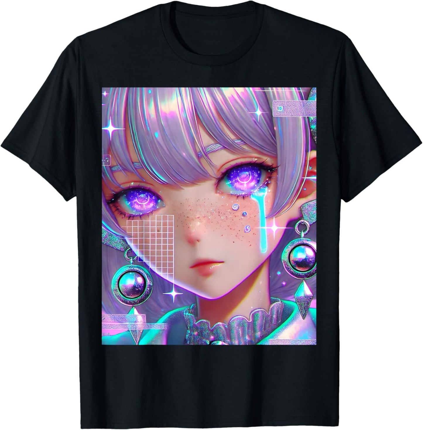Anime Girl Vaporwave Egirl Aesthetic Japanese Otaku T-Shirt - T-Shirt | Black