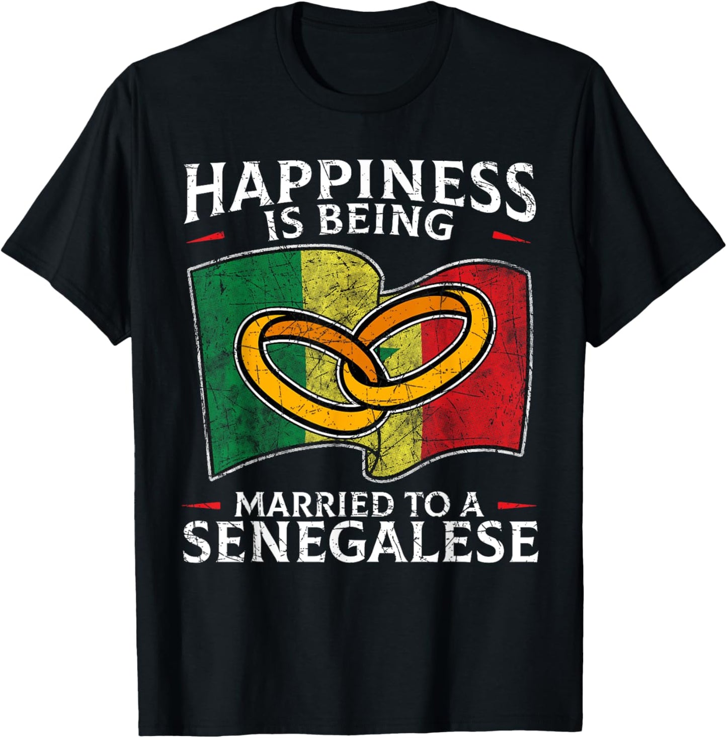 Senegalese Wedding Republic of Senegal Roots Flag Married T-Shirt - T-Shirt | Black