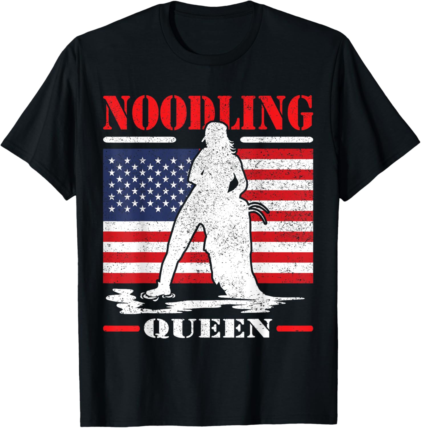 Noodling Queen like fishing but needs skill noodling T-Shirt - T-Shirt | Black