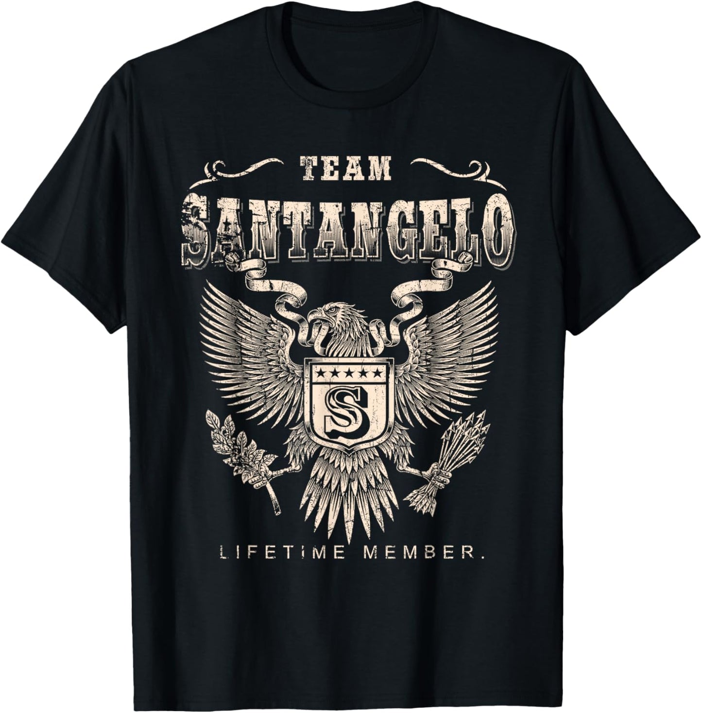 Team SANTANGELO Family Name Lifetime Member T-Shirt - T-Shirt | Black