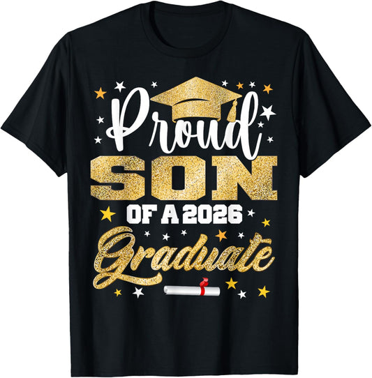 Proud Son of 2026 Graduate Awesome Family College T-Shirt - T-Shirt | Black