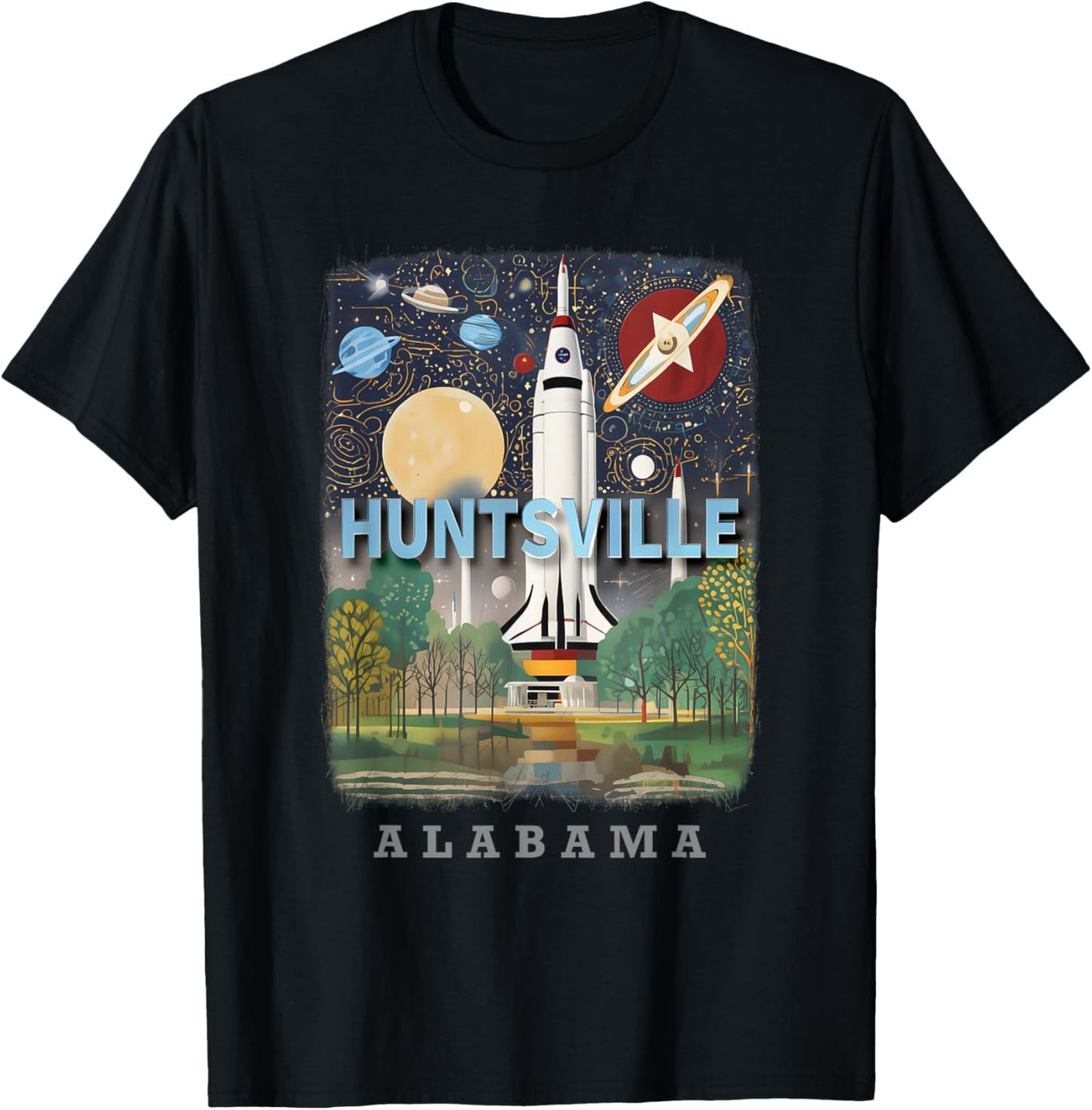 Huntsville Alabama AL Rocket City SD922 T-Shirt - T-Shirt | Black