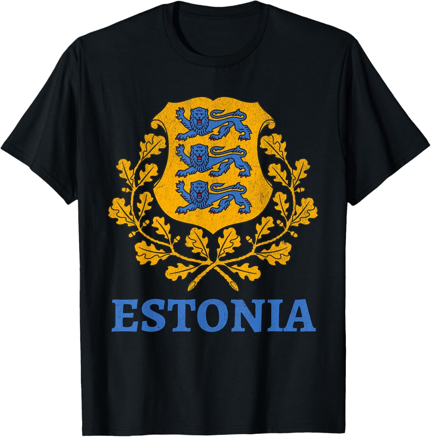 Estonia National Crest Emblem T-Shirt - T-Shirt | Black