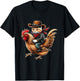 Cowboy Cat Riding Chicken Funny Western Vintage Design T-Shirt - T-Shirt | Black
