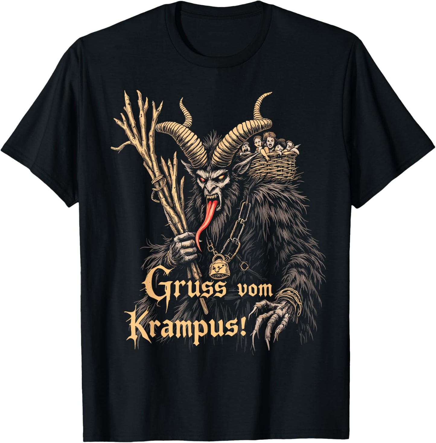 Gruss Vom Krampus Christmas Eve Naughty Kids Xmas Party T-Shirt - T-Shirt | Black