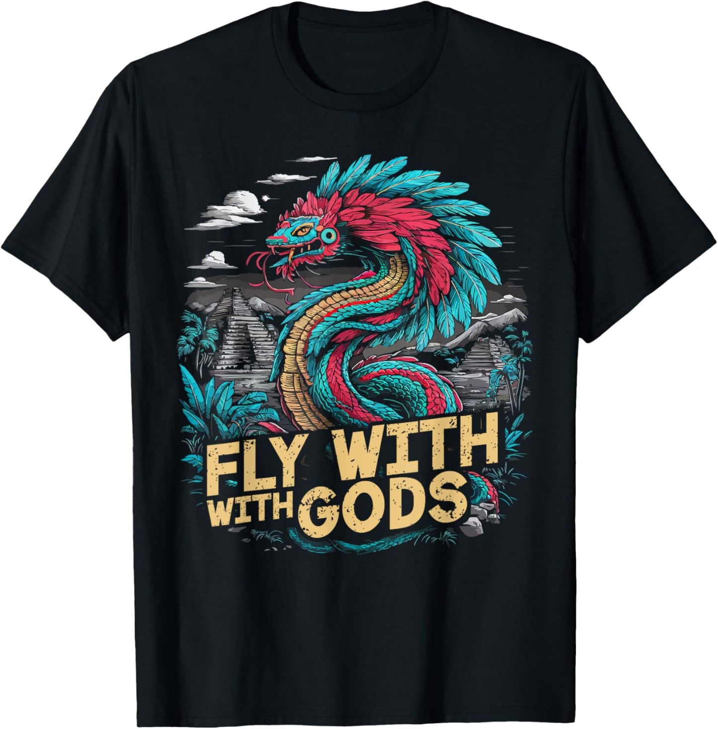 Aztec God Aztec Culture Mayan Indigenous Quetzalcoatl T-Shirt - T-Shirt | Black