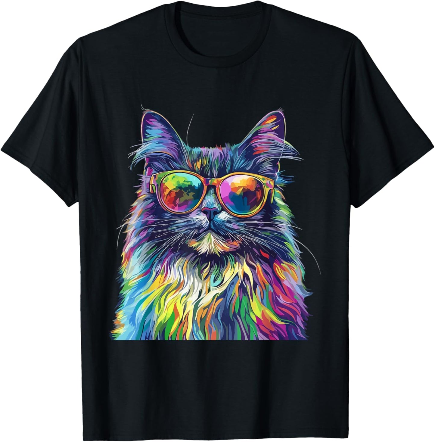Maine Coon Cat Lover Wearing Pop Art Funny Maine Coon Cat T-Shirt - T-Shirt | Black