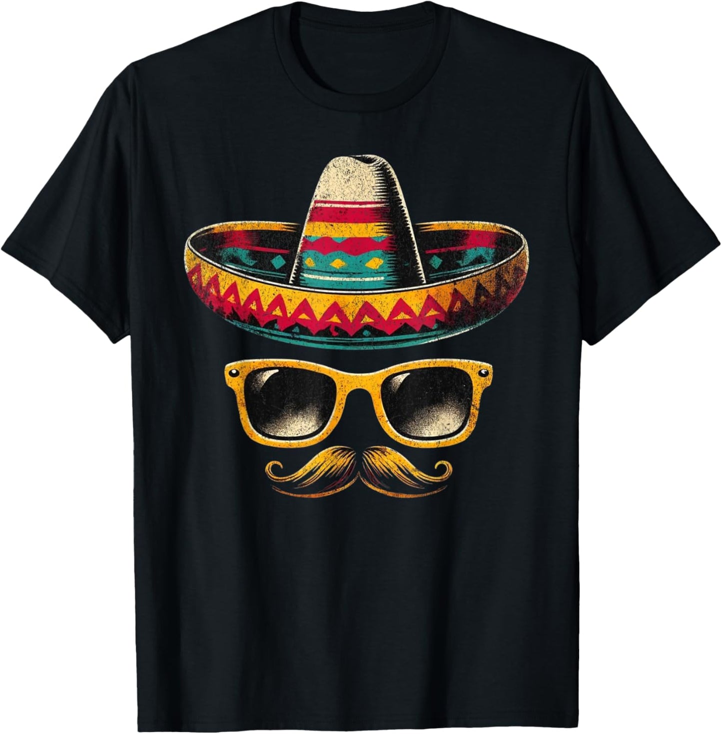Sombrero Face Cinco De Mayo Mexican Fiesta Party Kids Boys T-Shirt - T-Shirt | Black