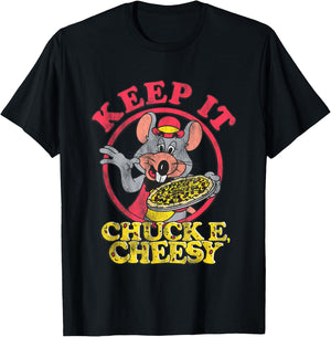 Chuck E. Cheese Keep It Cheesy Distressed Big Chest Logo T-Shirt - T-Shirt | Black