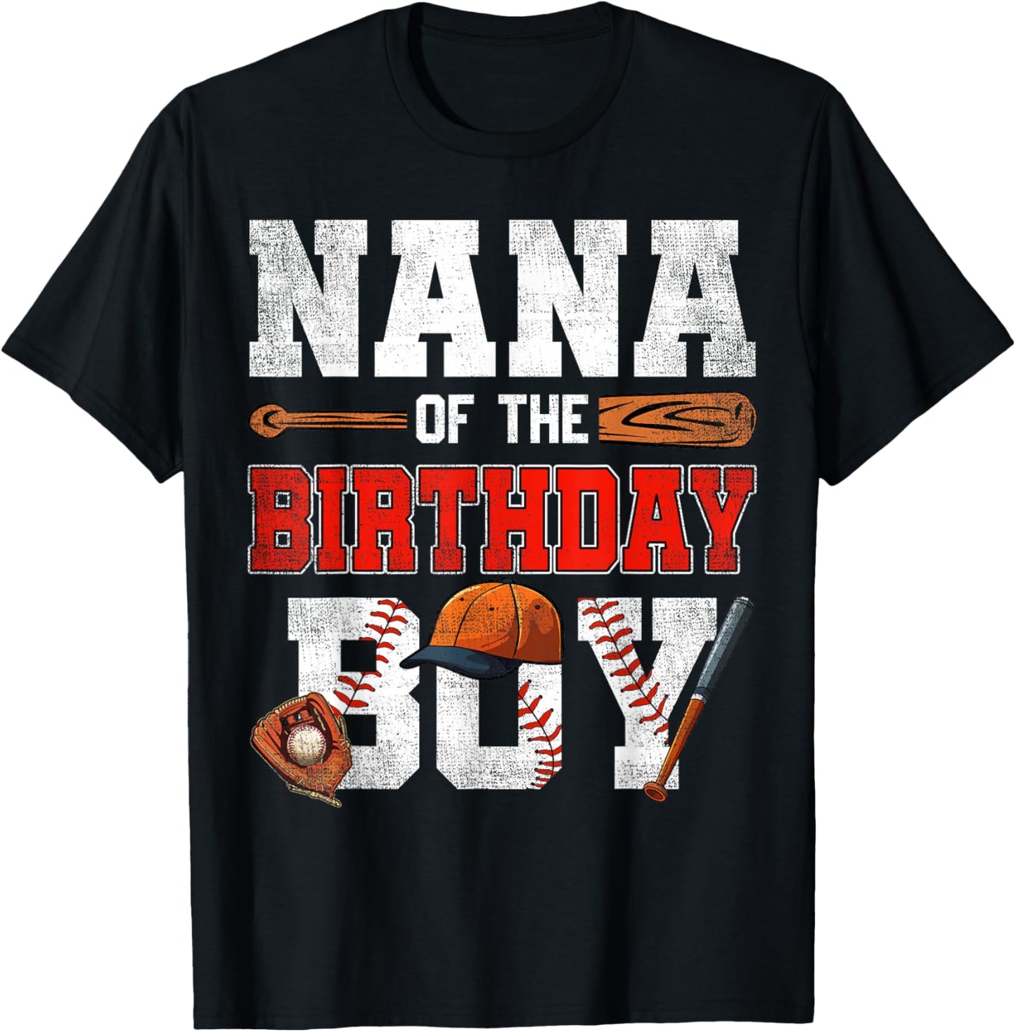 Nana Of The Birthday Boy Baseball Bday Family T-Shirt - T-Shirt | Black