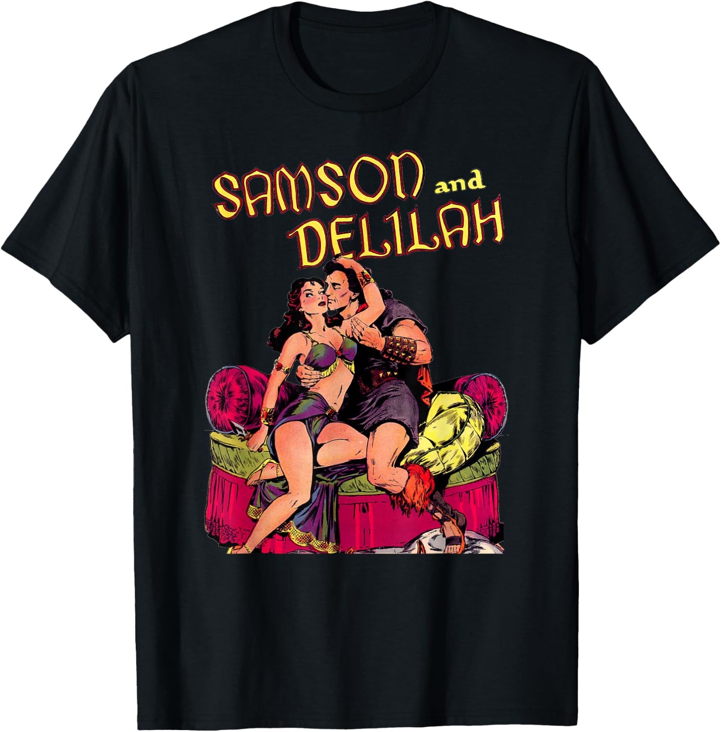 Classic Christian Bible Stories-Samson and Delilah T-Shirt - T-Shirt | Black