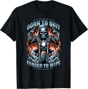 Born To Shit Forced To Wipe Skeleton Men's Peinlich T-Shirt - T-Shirt | Black