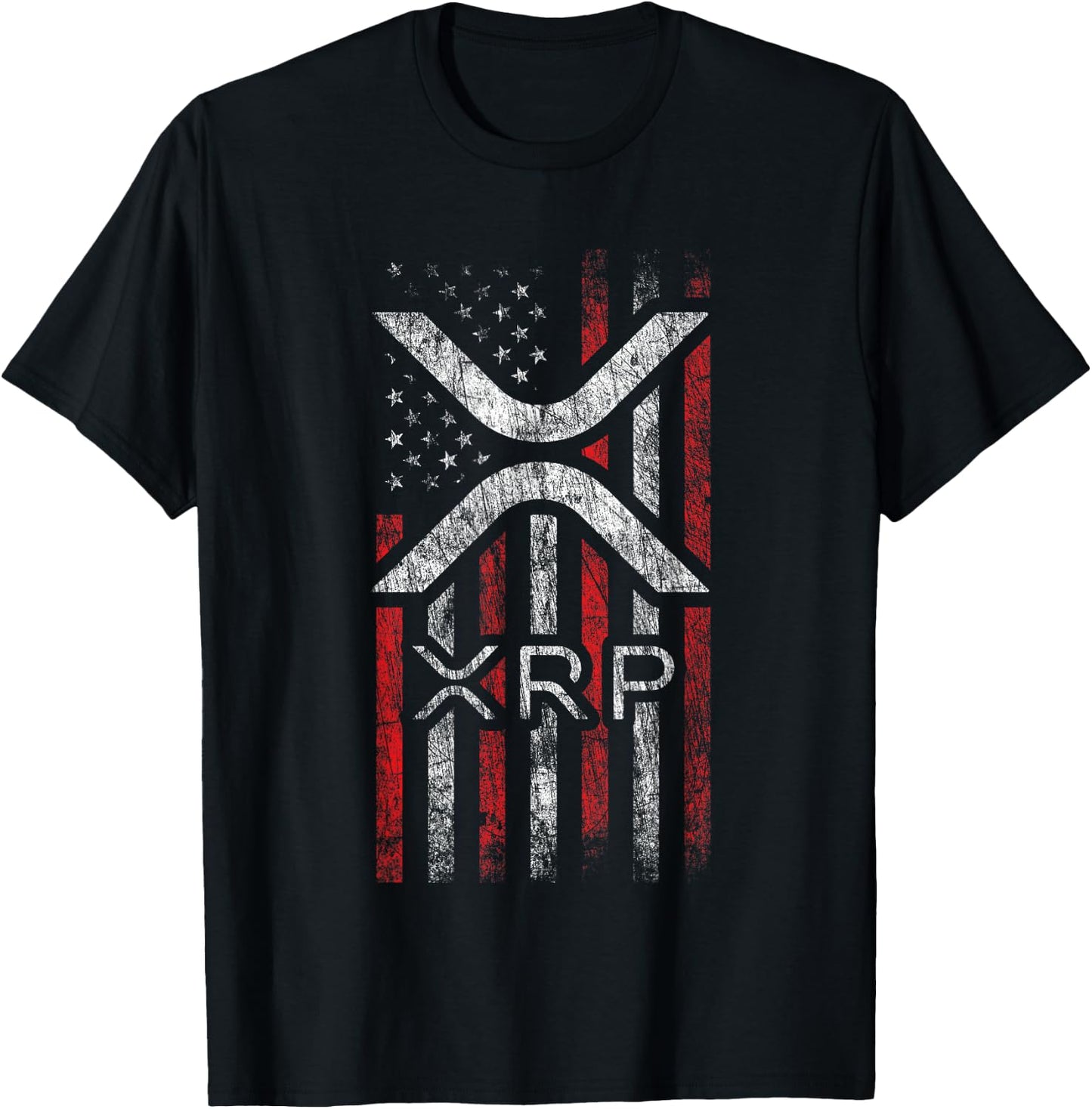 Crypto Currency - XRP Cryptocurrency - American Flag - XRP T-Shirt - T-Shirt | Black