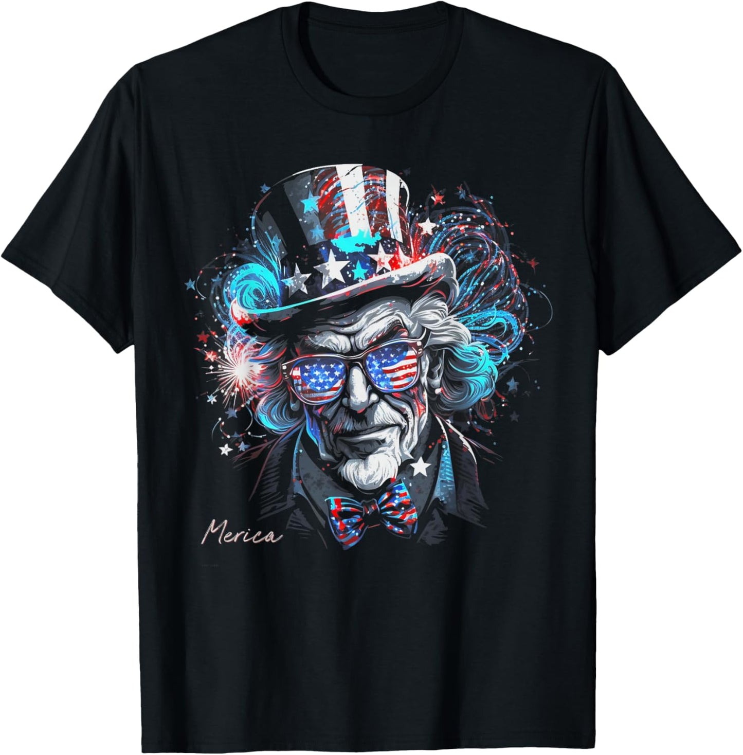 Uncle Sam Fourth 4th of July American Flag USA America Funny T-Shirt - T-Shirt | Black