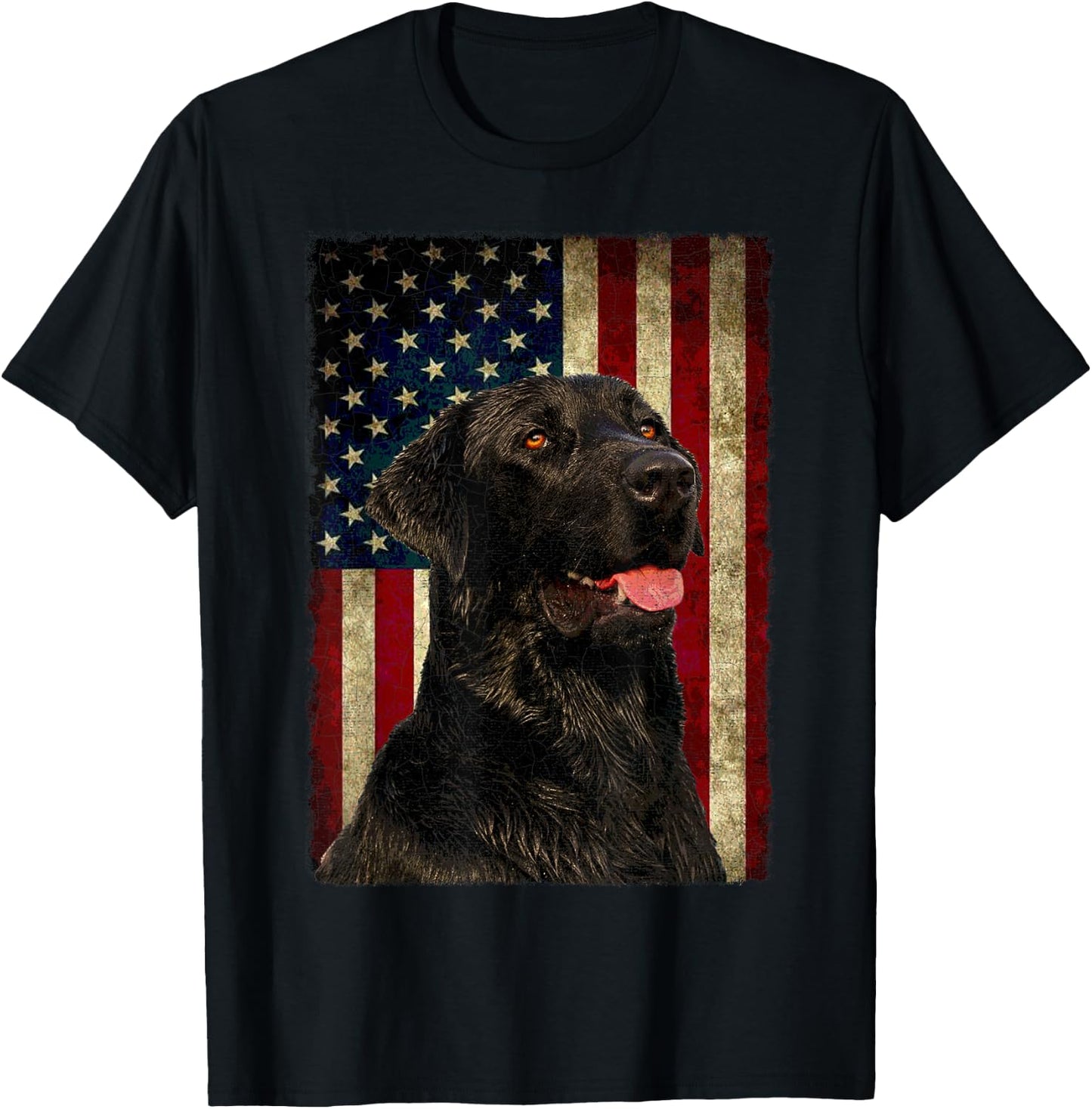 Black Labrador T Shirt Gift USA Flag Lab Owner Duck Hunter T-Shirt - T-Shirt | Black