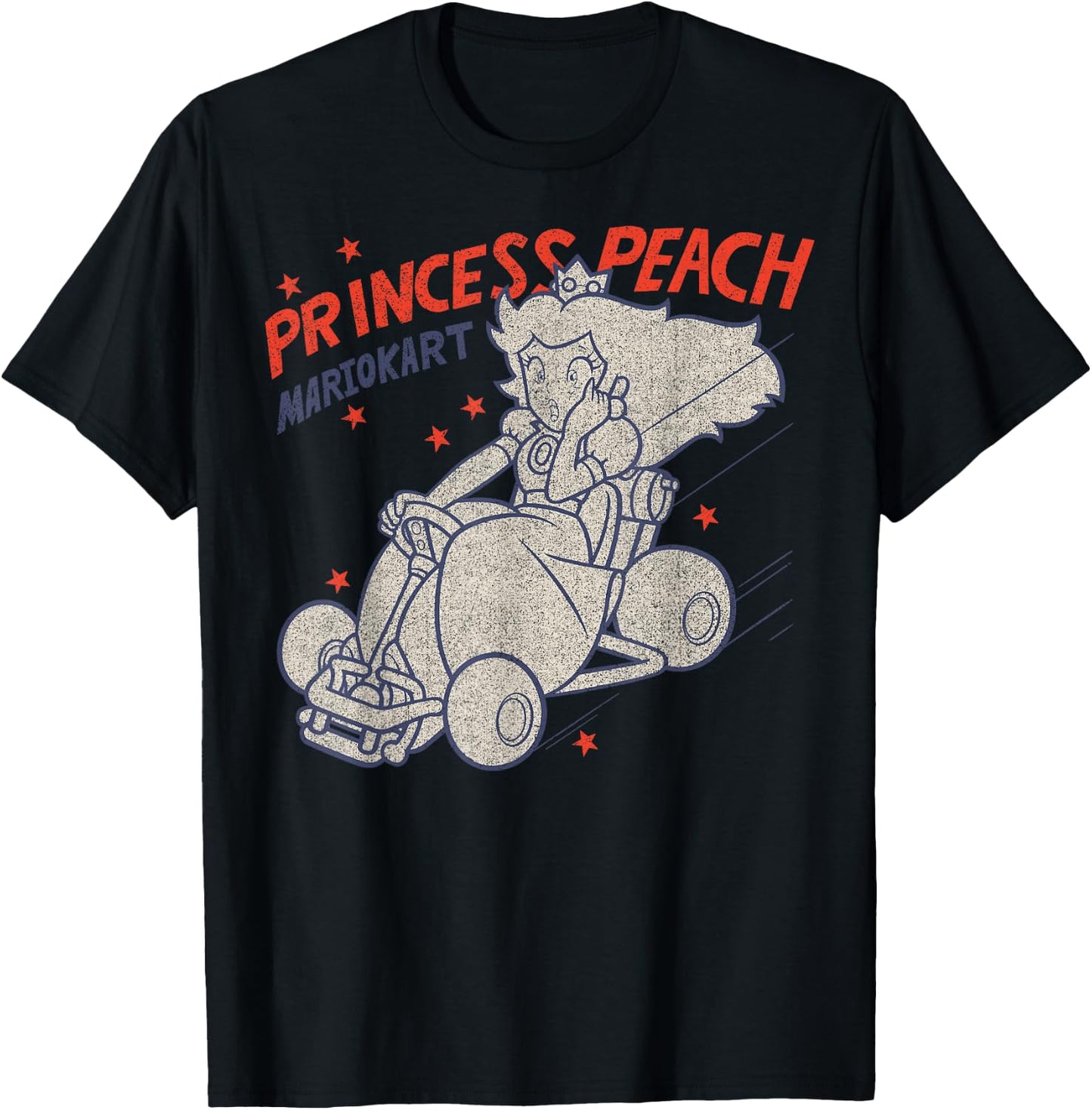 Mario Kart Princess Peach Surprised Outlined Poster T-Shirt - T-Shirt | Black