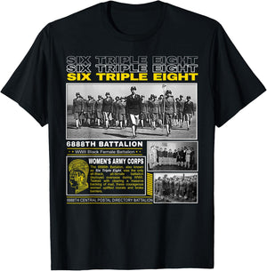 A Legacy of Black Masculinity and Courage -Adults WWII Legacy of the 6888th Battalion Blue S Short Sleeve T-Shirt - T-Shirt | Black