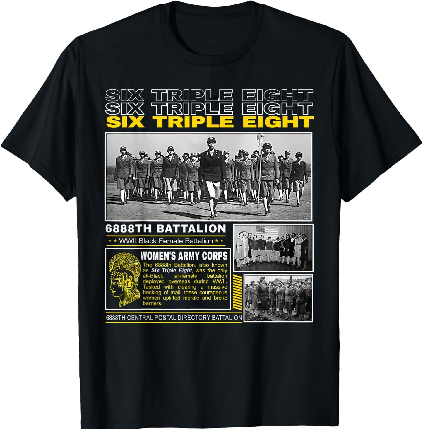 6888th Battalion Black Women’s WWII Service T-Shirt - T-Shirt | Black