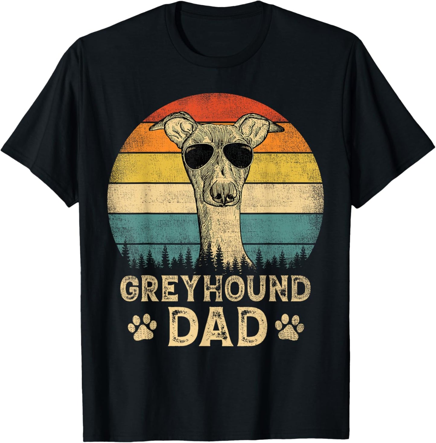 Vintage Greyhound Dad Dog Lovers Father's Day Men Women T-Shirt - T-Shirt | Black
