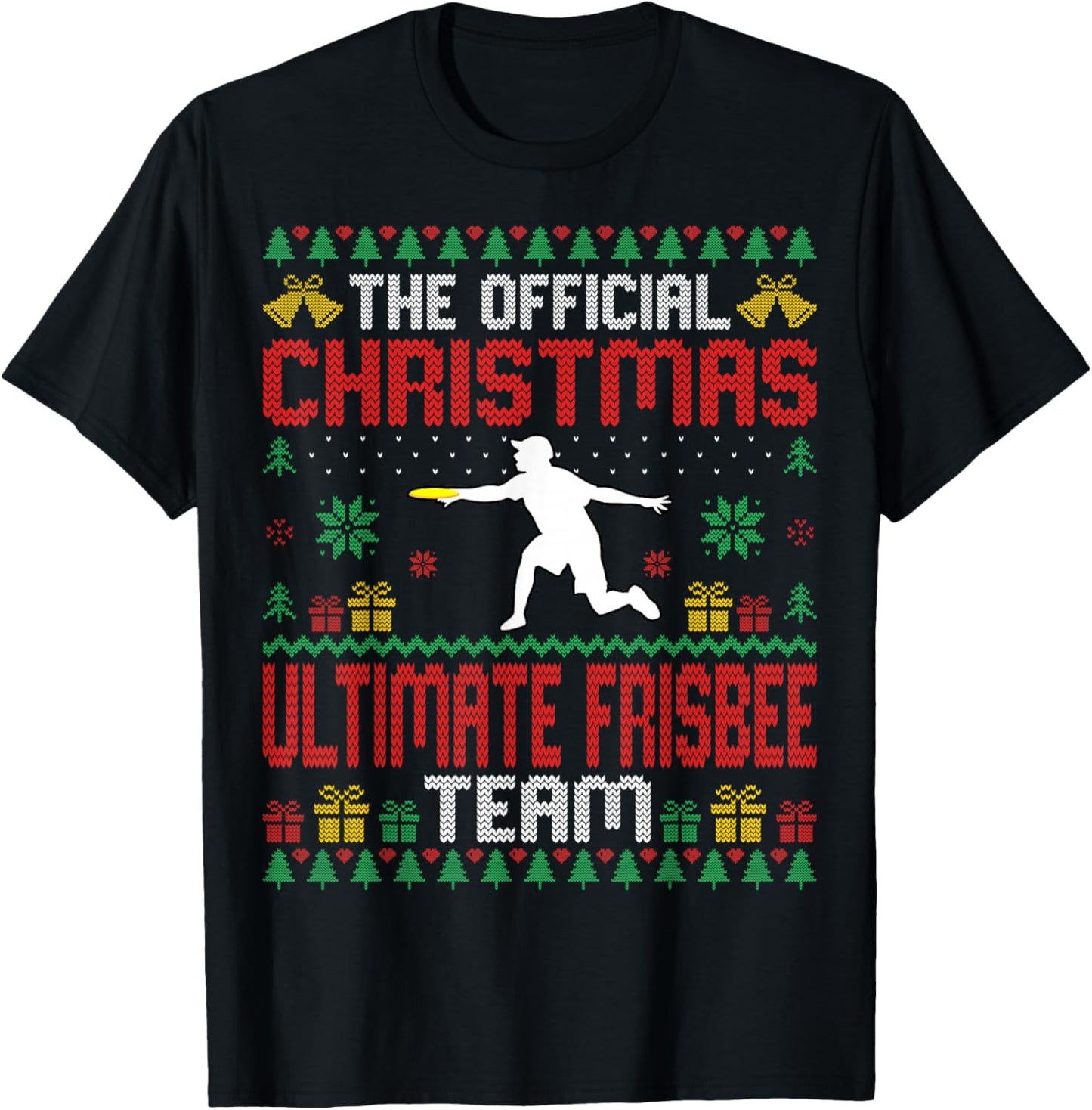Funny Ugly Christmas Ultimate Frisbee Team Xmas T-Shirt - T-Shirt | Black