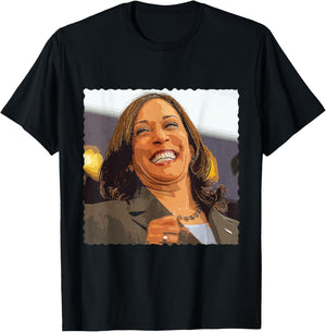 Cackling Kamala Harris Laughing T-Shirt - T-Shirt | Black