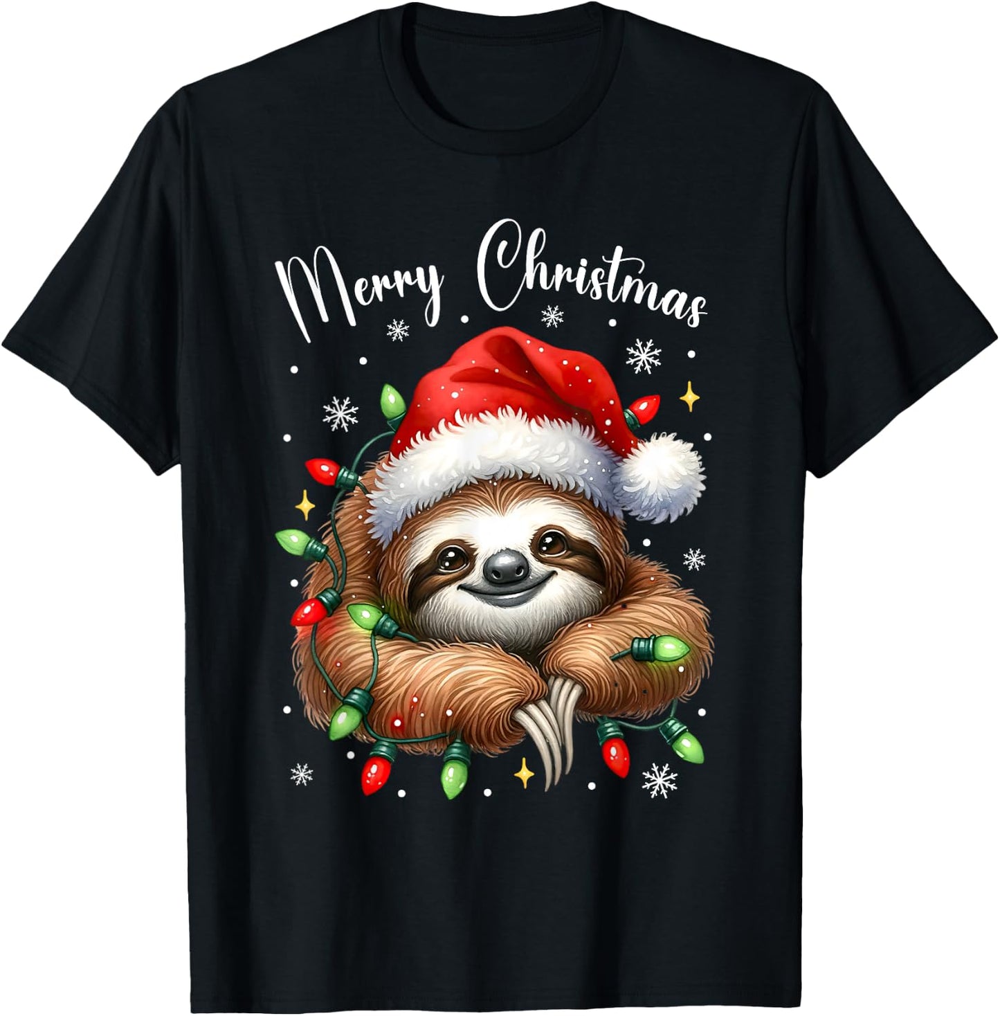 Christmas Pajamas Sloth Christmas Pajama Shirt Lazy Sloth T-Shirt - T-Shirt | Black