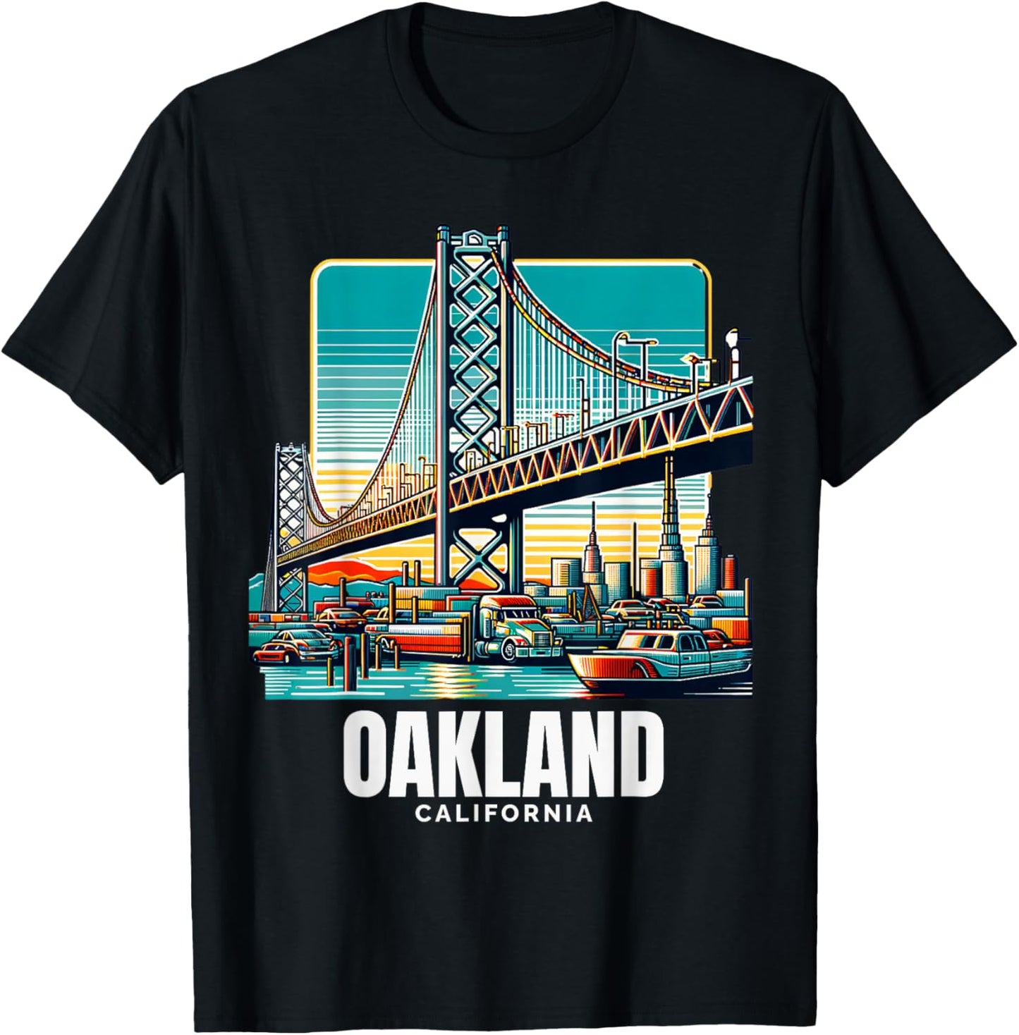 Oakland California Port of Oakland Bay Bridge Bay Area Love T-Shirt - T-Shirt | Black