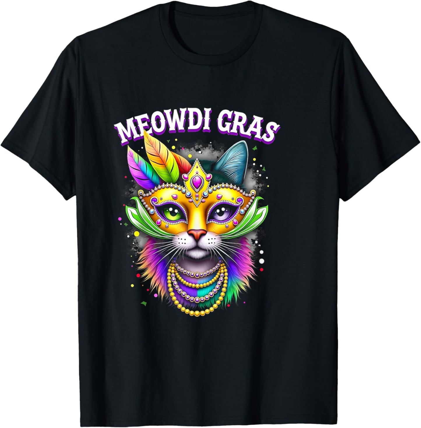 Meowdi Gras Mardi Gras Parade Costume Fun T-Shirt - T-Shirt | Black