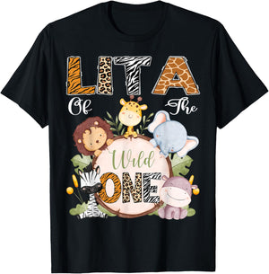 Lita Of The Wild One 1St Birthday Safari Woodland T-Shirt - T-Shirt | Black