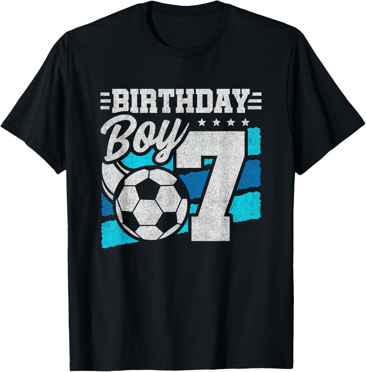 Soccer Birthday Party - 7 Year Old Boy - 7th Birthday T-Shirt - T-Shirt | Black
