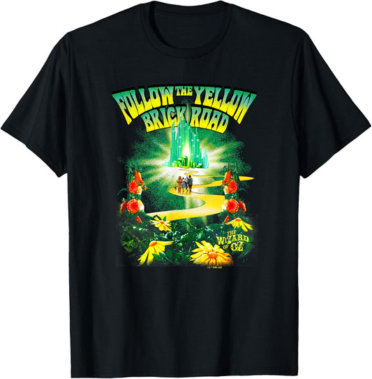 The Wizard of Oz Follow The Yellow Brick Road Poster T-Shirt - T-Shirt | Black