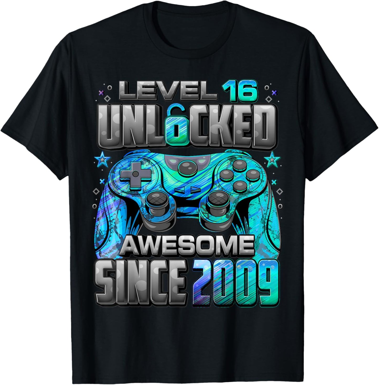 Level 16 Unlocked Awesome Since 2009 16th Birthday Gaming T-Shirt - T-Shirt | Black