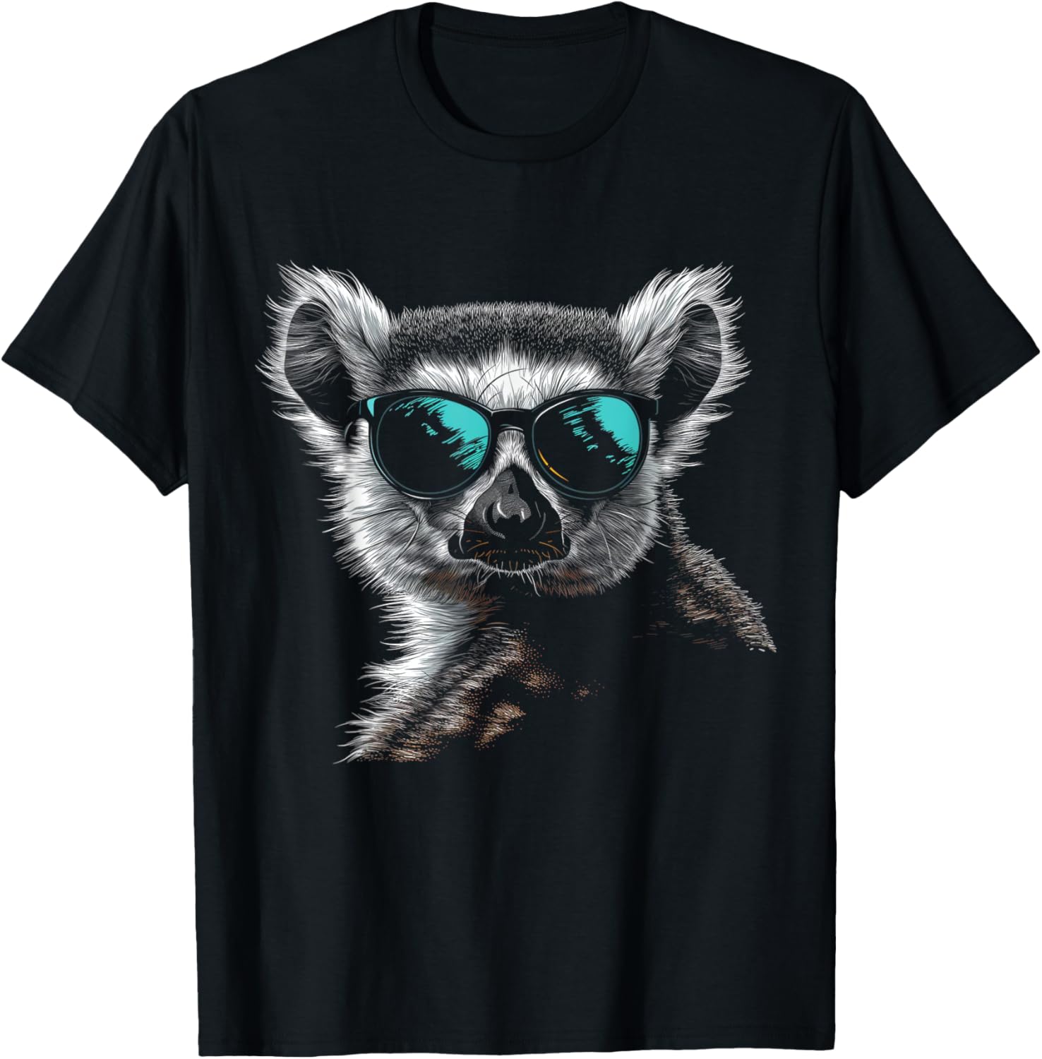 Lemur Wearing Sunglasses Funny Animal Monkey Lemur Lover T-Shirt - T-Shirt | Black