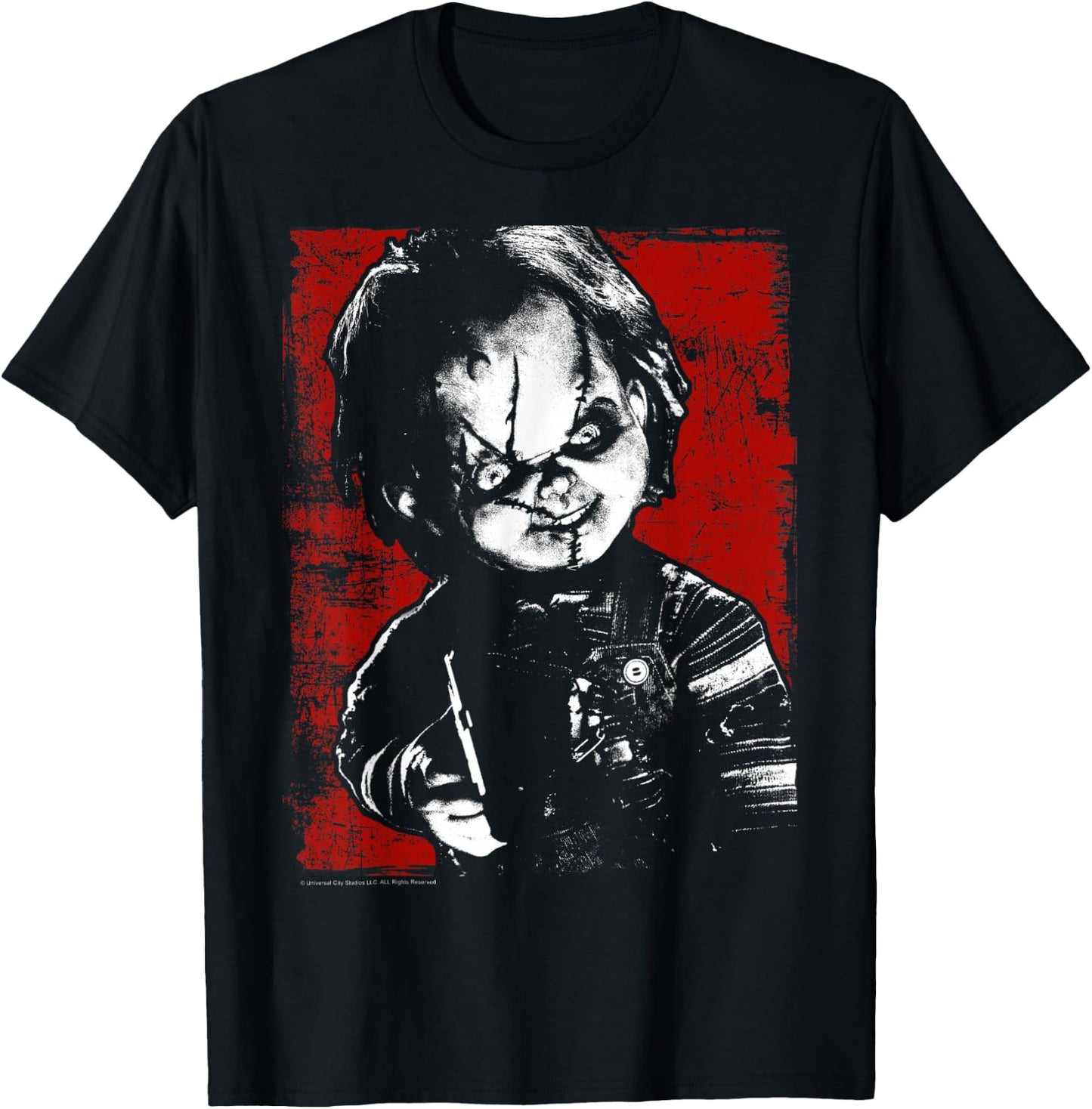 Child's Play Chucky Distressed Portrait Small T-Shirt - T-Shirt | Black