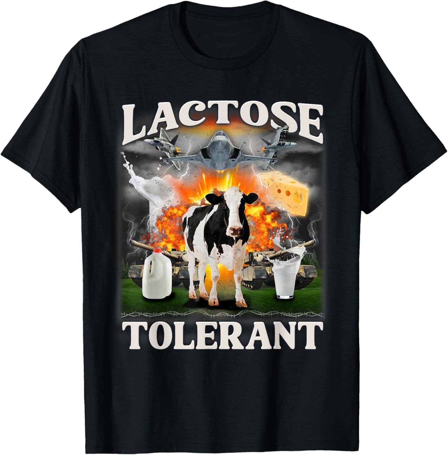Lactose Tolerant Cow Milk Cow Apparel Farmers T-Shirt - T-Shirt | Black