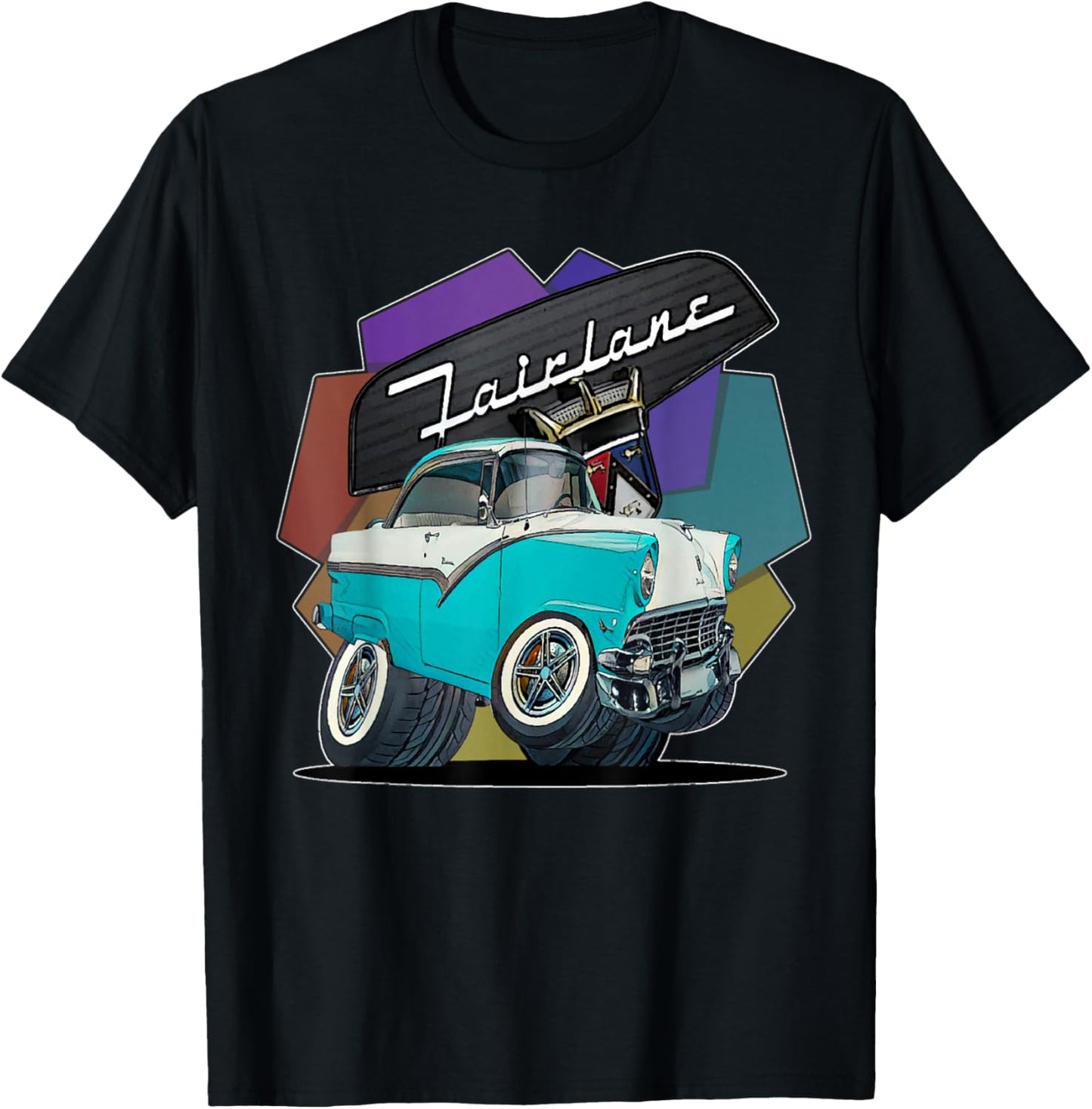 1956 56 Fairlane, Classic Car Art T-Shirt - T-Shirt | Black
