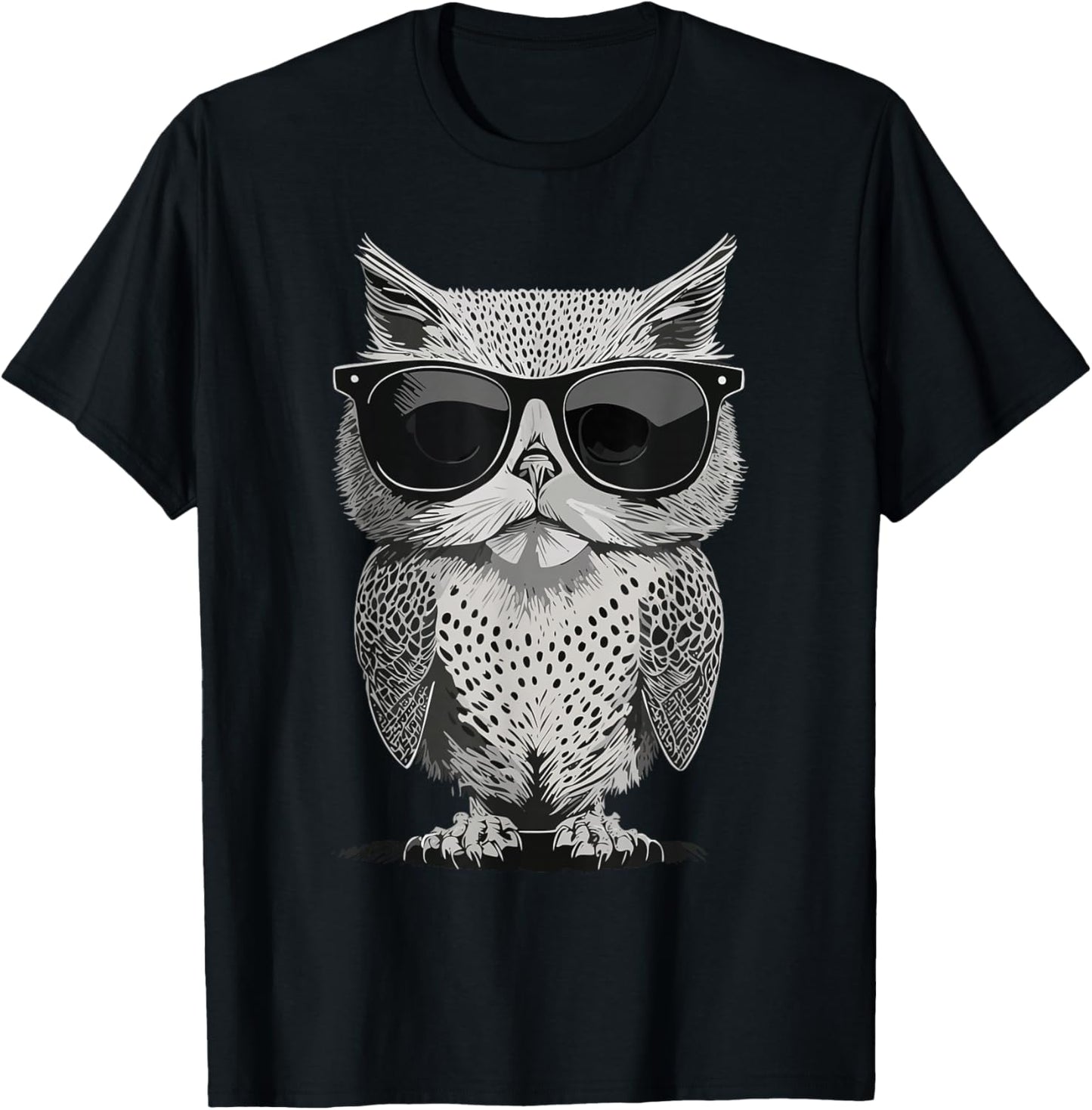 Meowl. Cat and Owl Hybrid Funny Brainrot Meme T-Shirt - T-Shirt | Black
