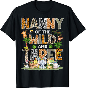 Nanny Of The Wild Three 3Rd Birthday Tribal Safari Jungle T-Shirt - T-Shirt | Black