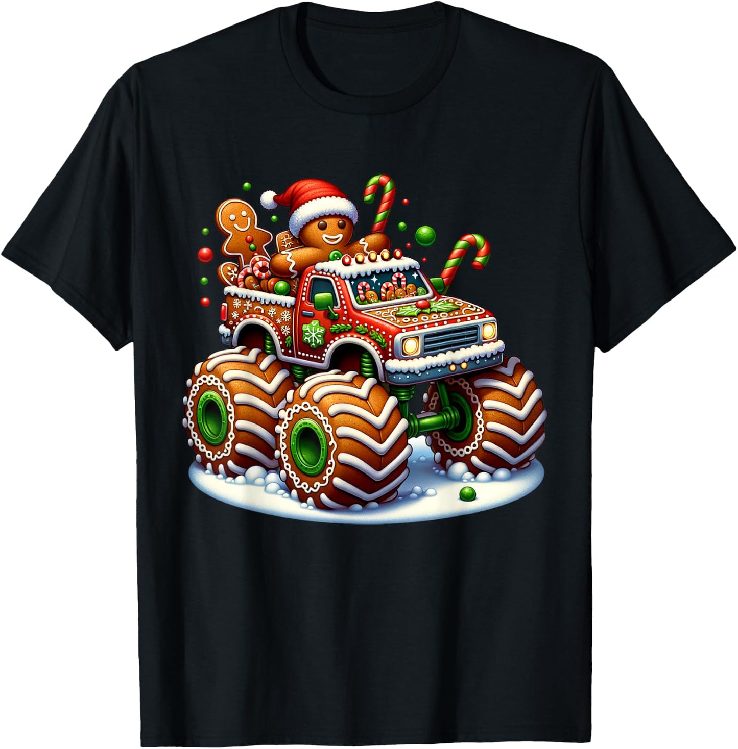 Funny Christmas Baking Cookies Truck Gingerbread Men Women T-Shirt - T-Shirt | Black