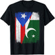 Half Puerto Rico Pakistan Flag Pakistani Pride Roots T-Shirt - T-Shirt | Black